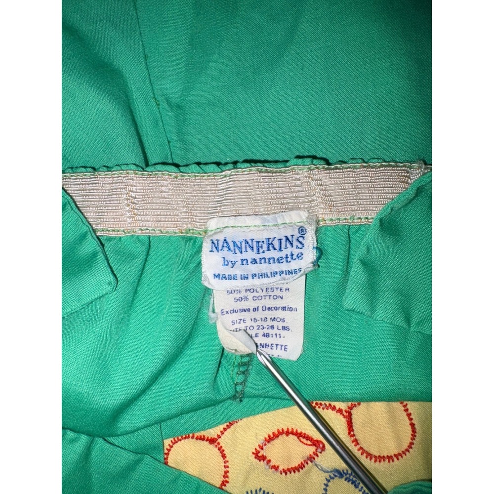 Vintage Nannekins‎ by Nannette Green Bear Bunny Applique Overalls 15-18 Months - Picture 5 of 6